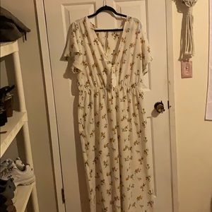 FOREVER 21 yellow roses jumpsuit